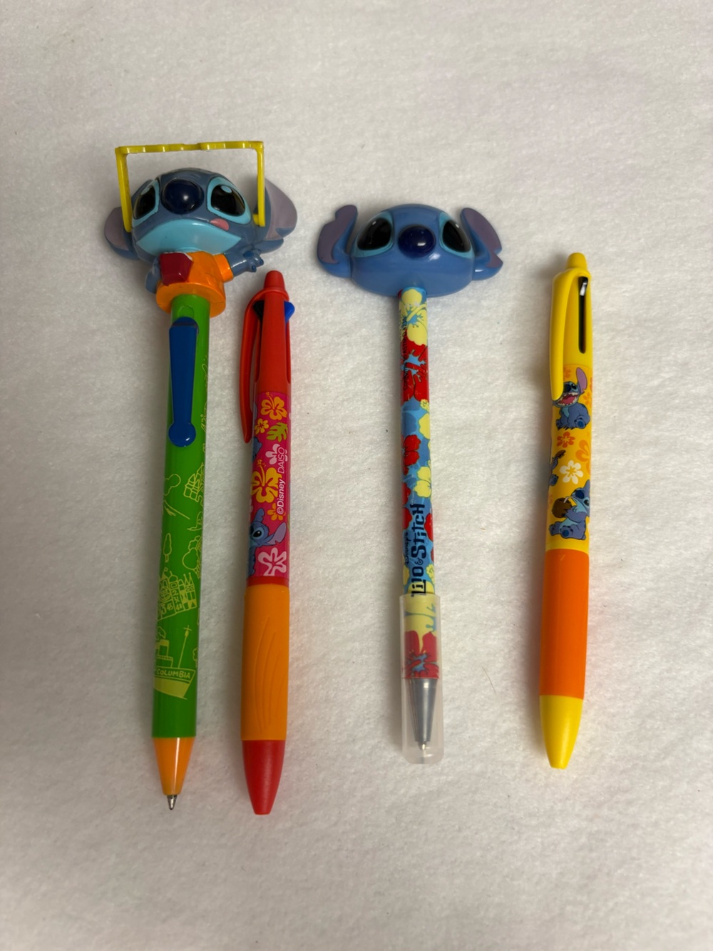 STITCH Set of 4 Ball Point Pens Disney Japan Multicolor Black Red Blue